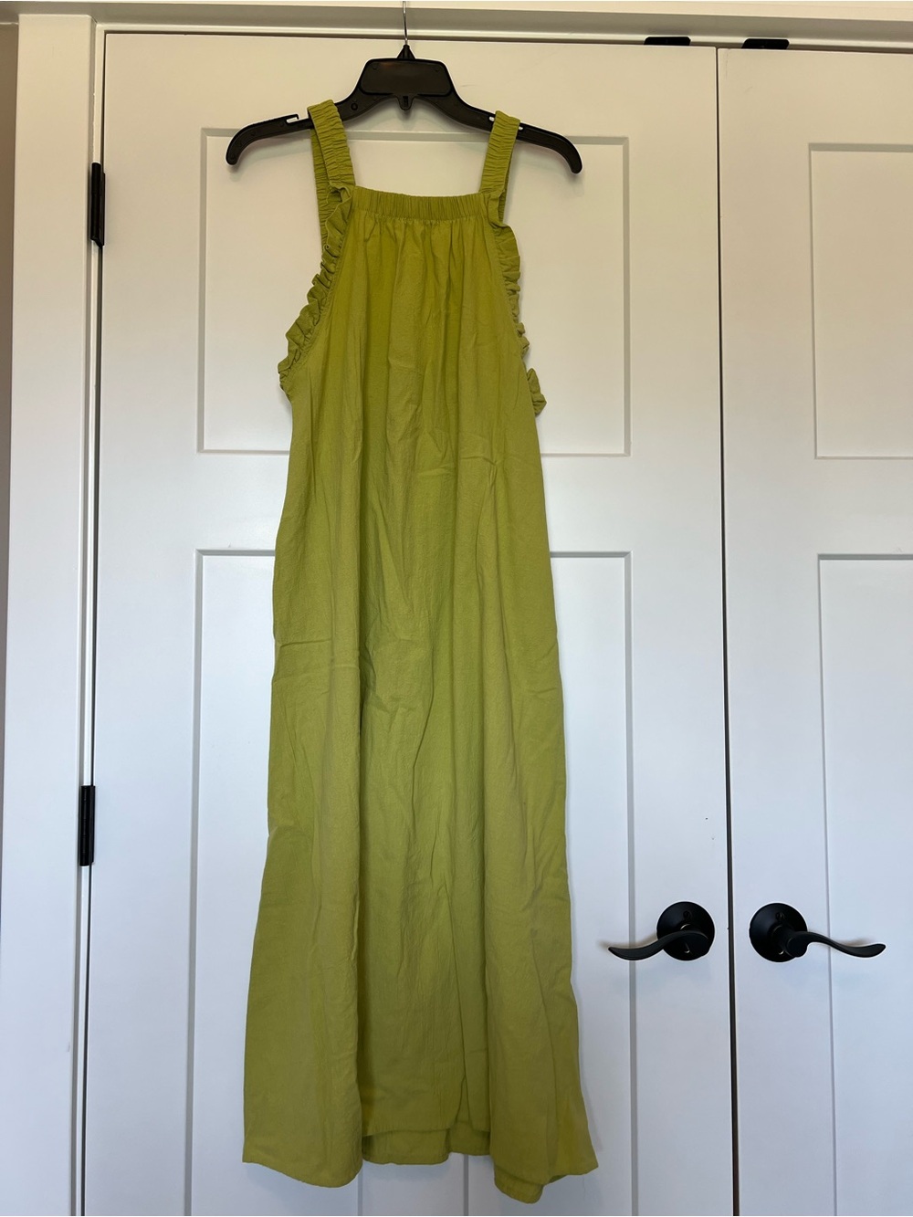 Lime Green Ruffled Strap Maxi Dress
